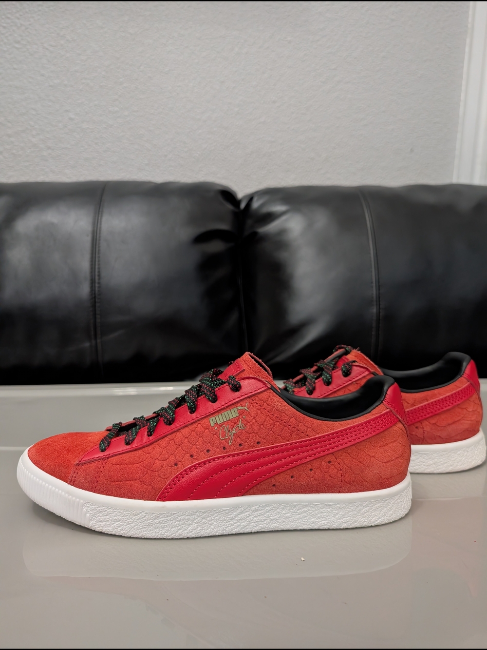 Puma Clyde GCC High Risk Red Snakeskin Low Top Sneakers 🐍 M6.5/W8